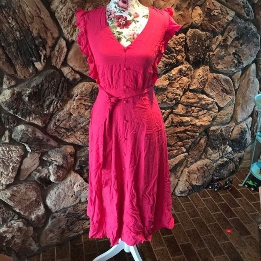 Pink Ruffle Tie Back Dress